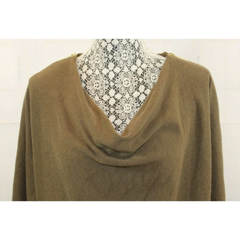 Michael Kors Sweater Dress Cowl Neck Zip Shoulders Womens Size M